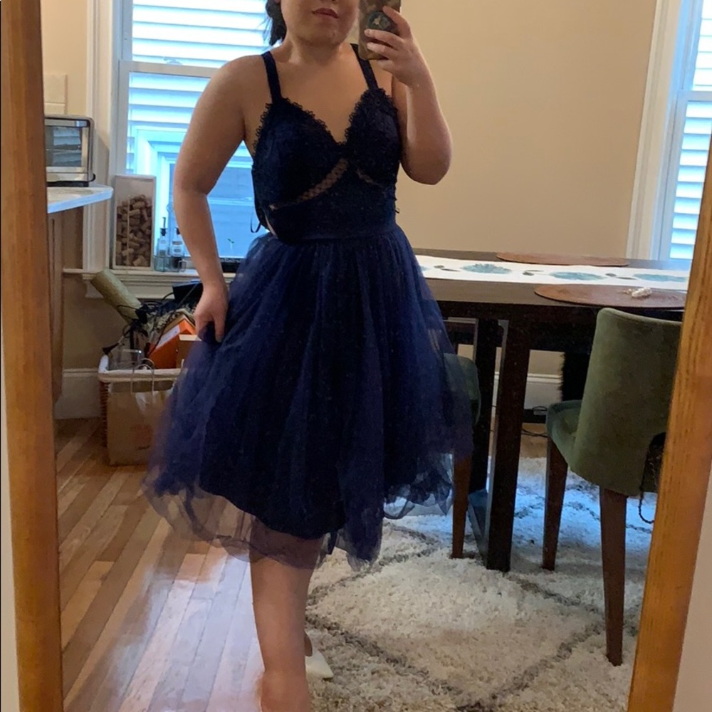 Chi Chi London navy royal blue lace dress